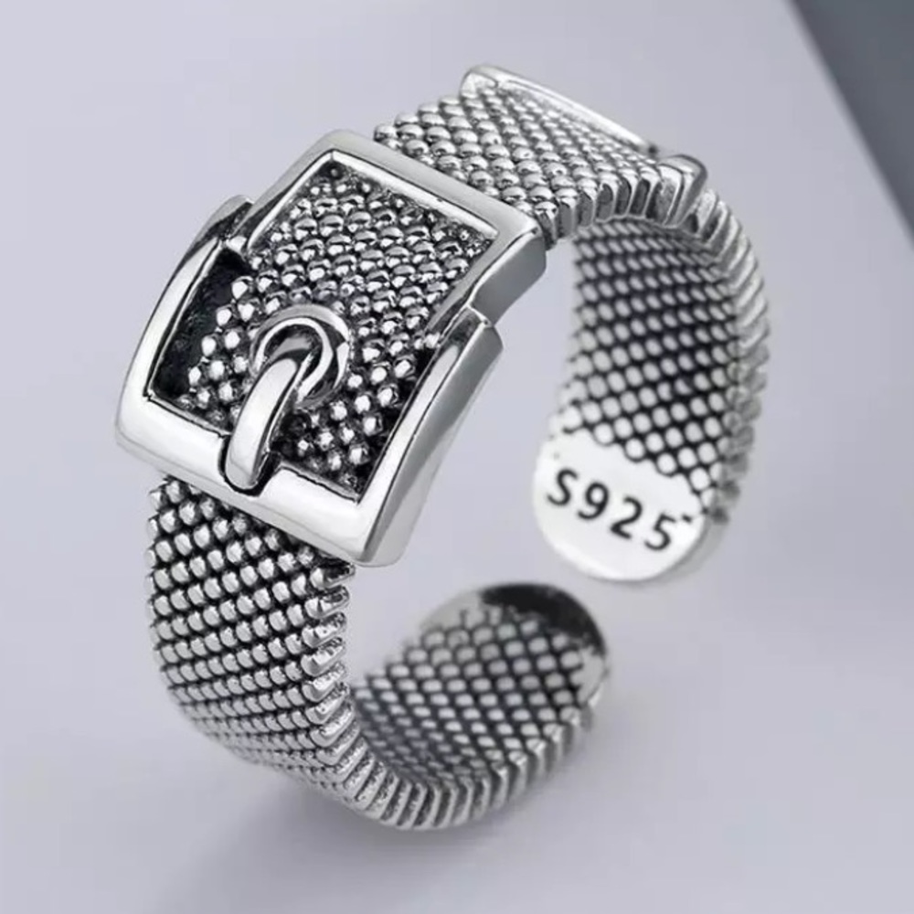 NEW VINTAGE STERLING SILVER BELT BUCKLE RING